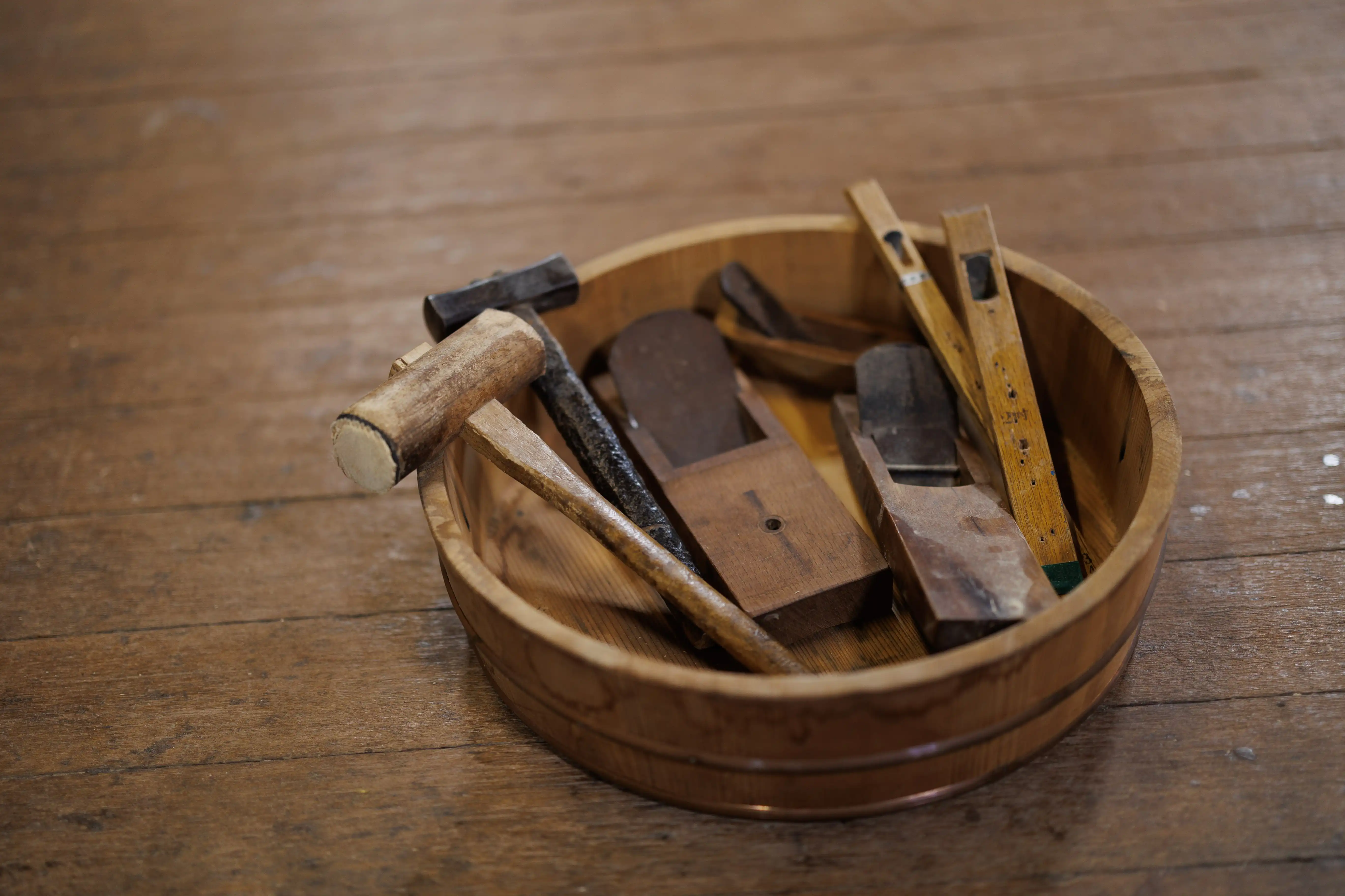 能祖すし桶製造所の工房の風景